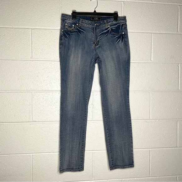 Cato Denim - < Cato Straight Leg Dark Wash Embellished Jeans >